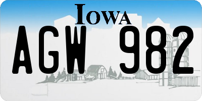 IA license plate AGW982