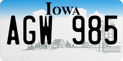 IA license plate AGW985