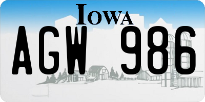 IA license plate AGW986