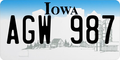 IA license plate AGW987