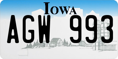 IA license plate AGW993