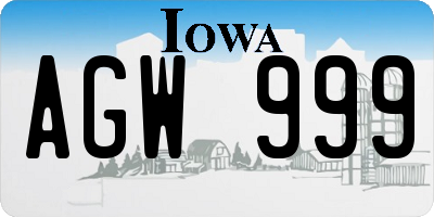 IA license plate AGW999