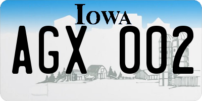 IA license plate AGX002