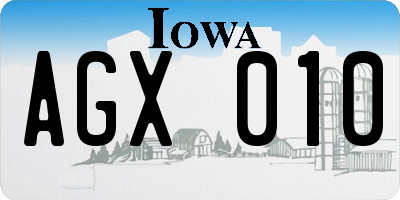 IA license plate AGX010