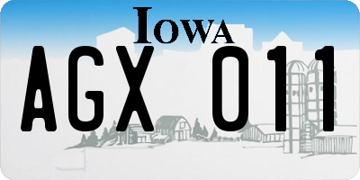 IA license plate AGX011