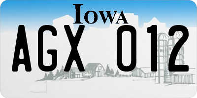 IA license plate AGX012