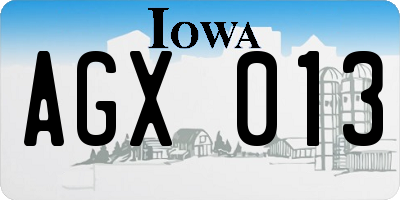 IA license plate AGX013