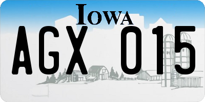 IA license plate AGX015