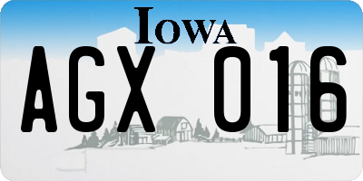 IA license plate AGX016