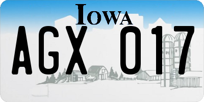 IA license plate AGX017
