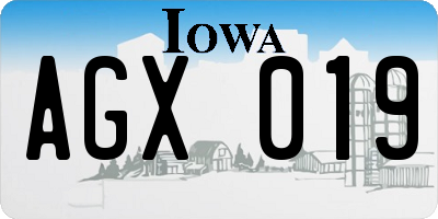 IA license plate AGX019