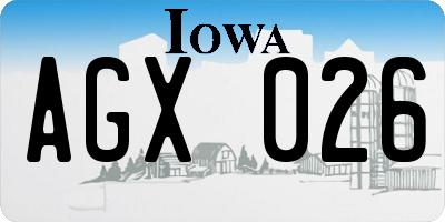 IA license plate AGX026