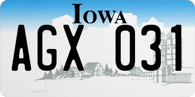 IA license plate AGX031
