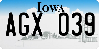 IA license plate AGX039