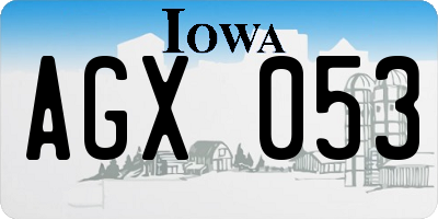 IA license plate AGX053