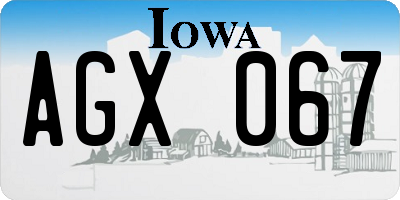 IA license plate AGX067