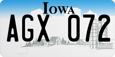 IA license plate AGX072