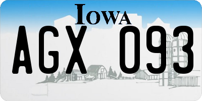 IA license plate AGX093