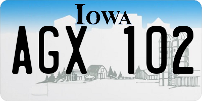 IA license plate AGX102
