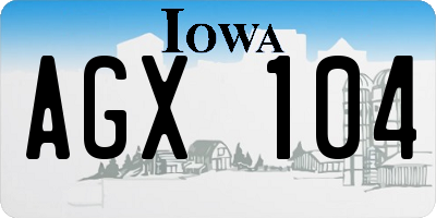 IA license plate AGX104