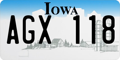 IA license plate AGX118