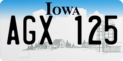 IA license plate AGX125
