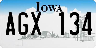 IA license plate AGX134