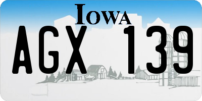 IA license plate AGX139