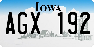 IA license plate AGX192
