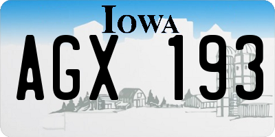 IA license plate AGX193