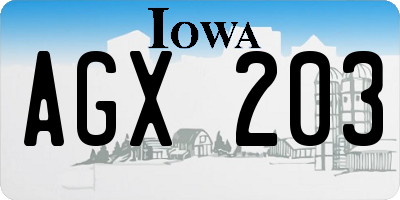 IA license plate AGX203