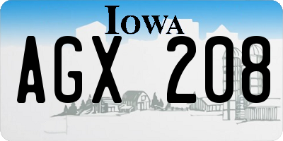 IA license plate AGX208