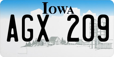 IA license plate AGX209