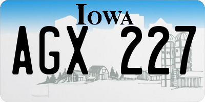 IA license plate AGX227