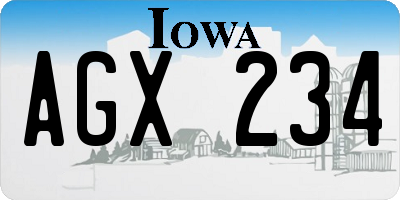 IA license plate AGX234