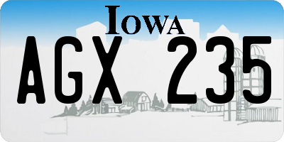 IA license plate AGX235