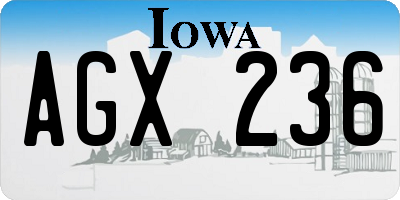 IA license plate AGX236