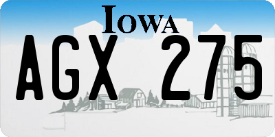 IA license plate AGX275