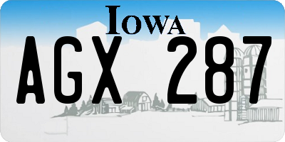 IA license plate AGX287