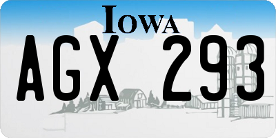 IA license plate AGX293