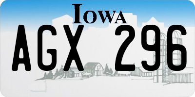 IA license plate AGX296