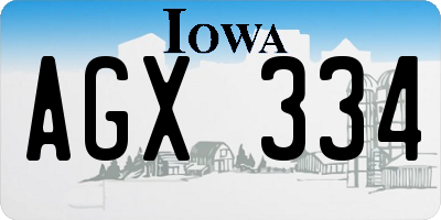 IA license plate AGX334