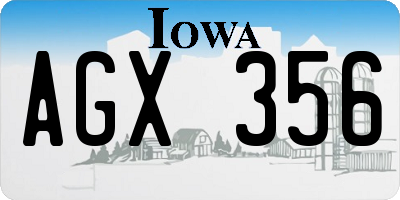IA license plate AGX356
