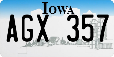 IA license plate AGX357