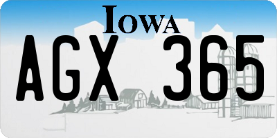 IA license plate AGX365
