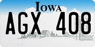 IA license plate AGX408