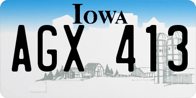 IA license plate AGX413
