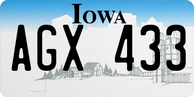 IA license plate AGX433