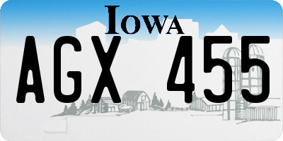 IA license plate AGX455