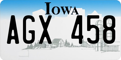 IA license plate AGX458